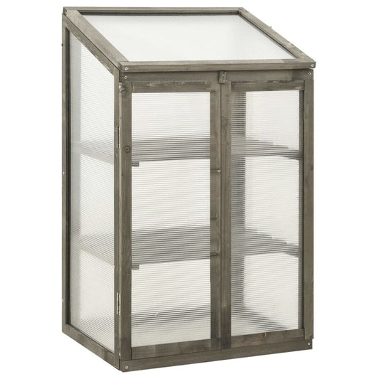 Gray Wooden Mini Greenhouse — 23.6 × 17.7 × 39.4 in