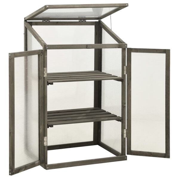 Gray Wooden Mini Greenhouse — 23.6 × 17.7 × 39.4 in — additional view