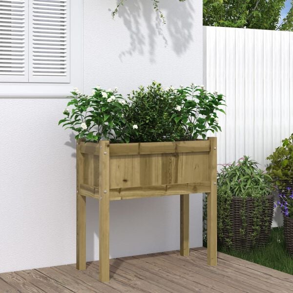 Raised Pine Wood Planter — 27.6 × 12.2 × 27.6 in — additional view